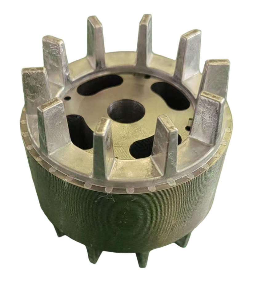 Rotor die-casting island layout for automated handling.